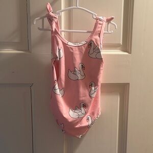 Pink Swan Print Infant Swimsuit